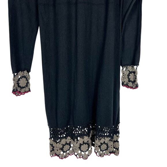 Gundrun Sjoden Crochet Cotton / Wool Sweater Embroidered Dress in Black Size L - Picture 10 of 11